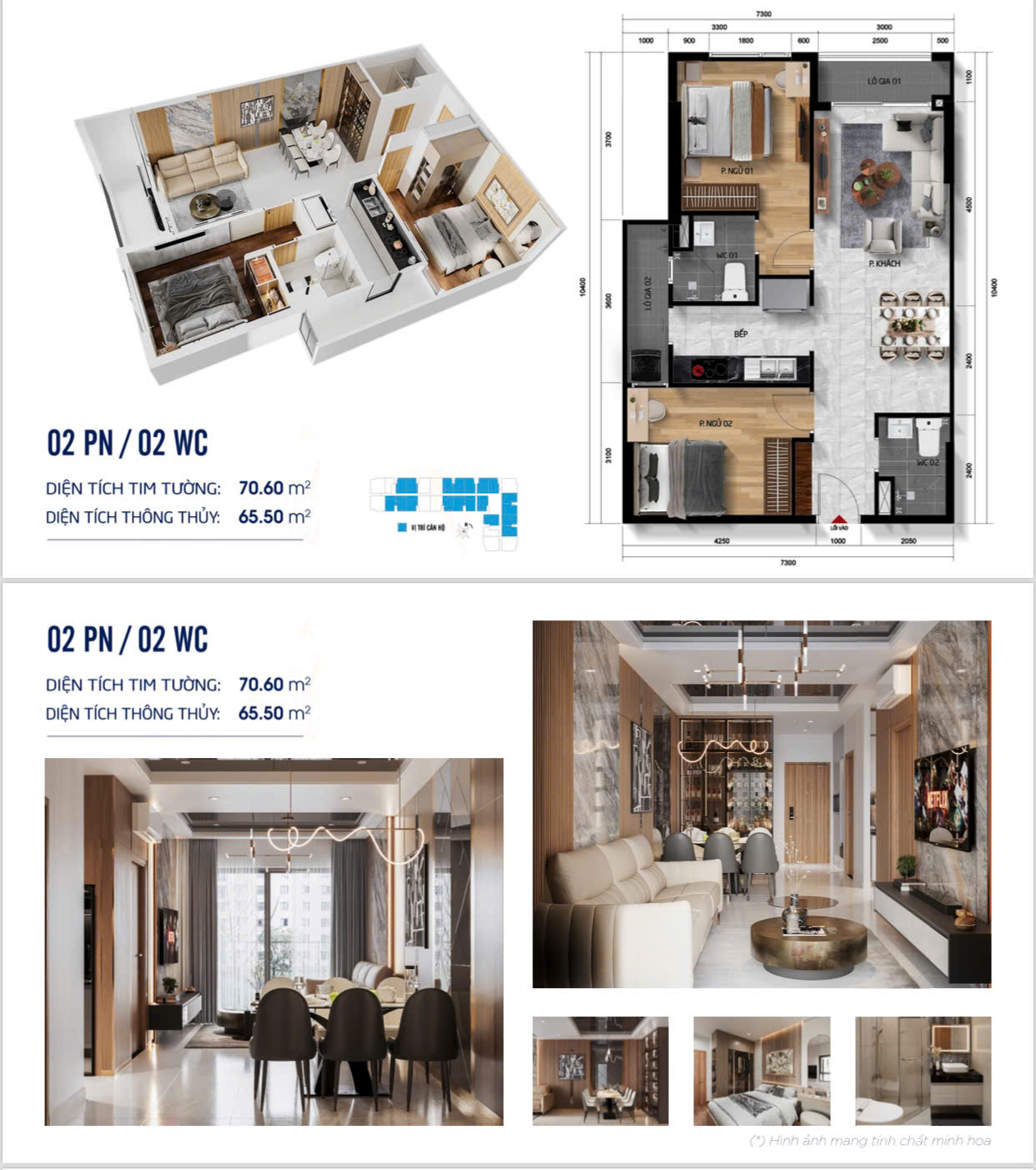 Thiết kế căn hộ Symlife 2 phòng ngủ 70m2