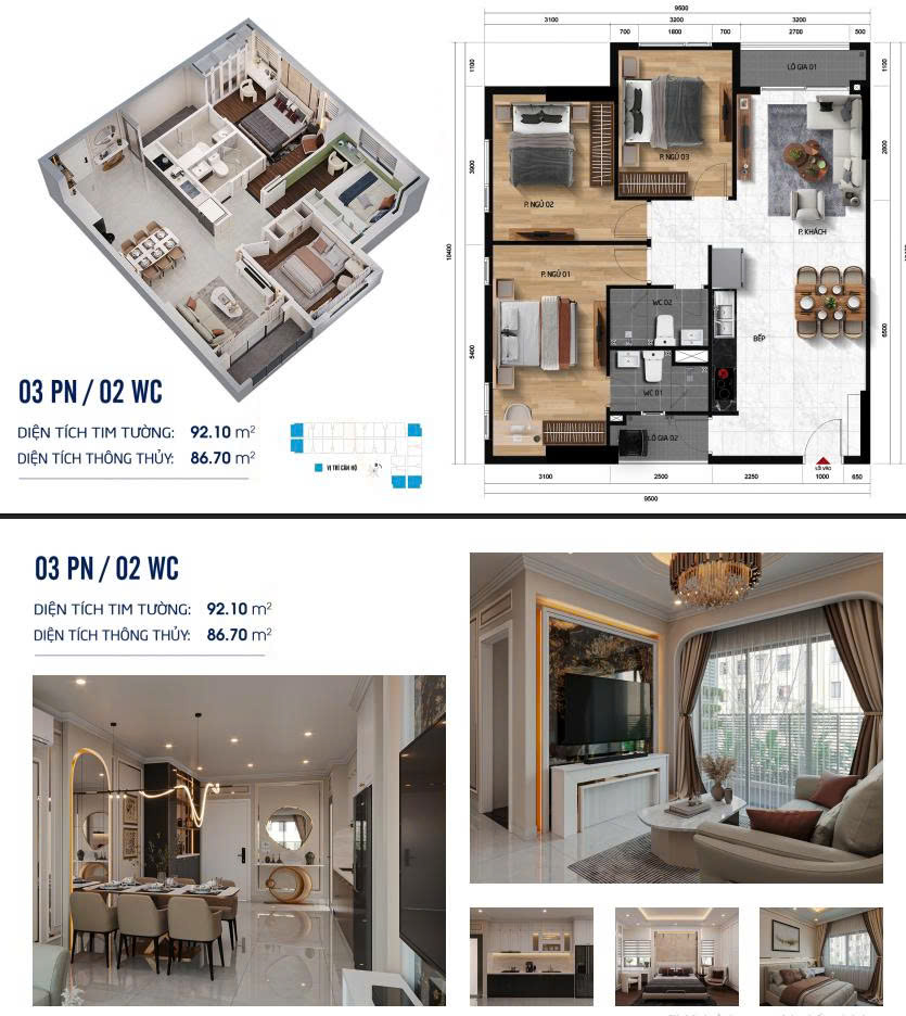Thiết kế căn hộ Symlife 3 phòng ngủ 