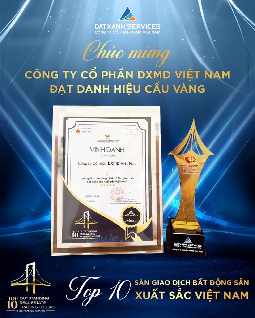DXMD Vietnam vinh dự được bình chọn trong Top 10 Sàn giao dịch Bất động sản xuất sắc Việt Nam